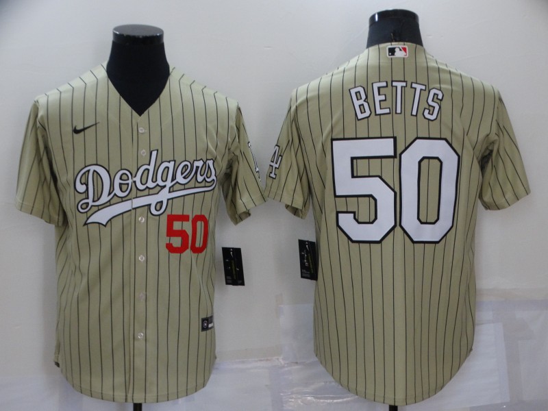 Men's Los Angeles Dodgers #50 Mookie Betts Cream Cool Base Stitched Jersey Men's Los Angeles Dodgers #50 Mookie Betts Cream Cool Base Stitched Jersey